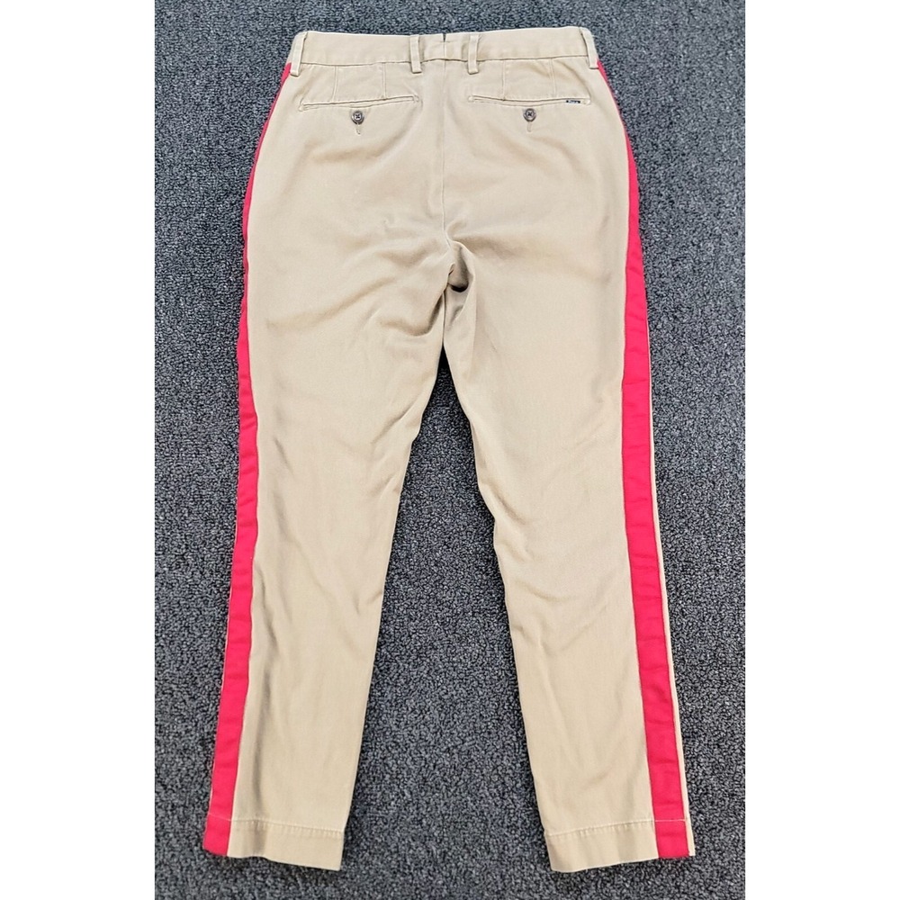 Polo Ralph Lauren Pants Womens 2 Beige Chino Red Side Stripe Stretch Equestrian